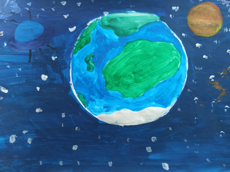 Онлайн-выставка рисунков ко Дню космонавтики: &quot;Космос. Земля. Вселенная&quot;.