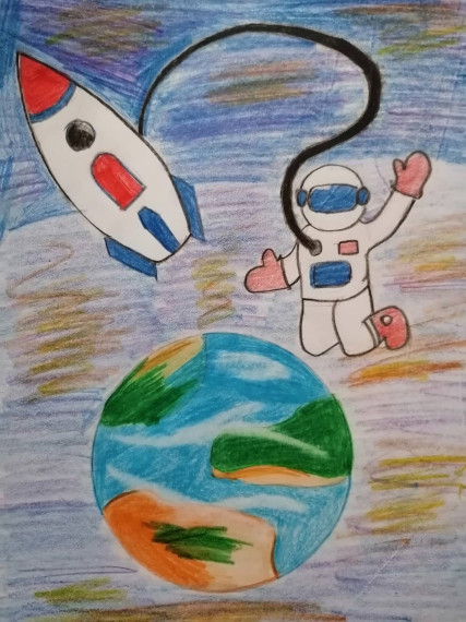Онлайн-выставка рисунков ко Дню космонавтики: &quot;Космос. Земля. Вселенная&quot;.